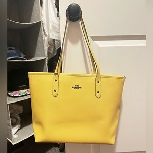 MUSTARD Yellow Coach tote! Used!
